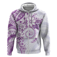 Polynesian Pattern With Plumeria Flowers Zip Hoodie Purple LT05 Zip Hoodie Purple - Polynesian Pride