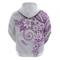 Polynesian Pattern With Plumeria Flowers Zip Hoodie Purple LT05 - Polynesian Pride