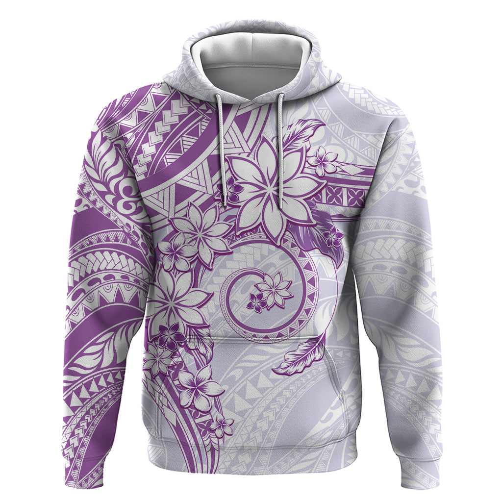 Polynesian Pattern With Plumeria Flowers Zip Hoodie Purple LT05 Pullover Hoodie Purple - Polynesian Pride