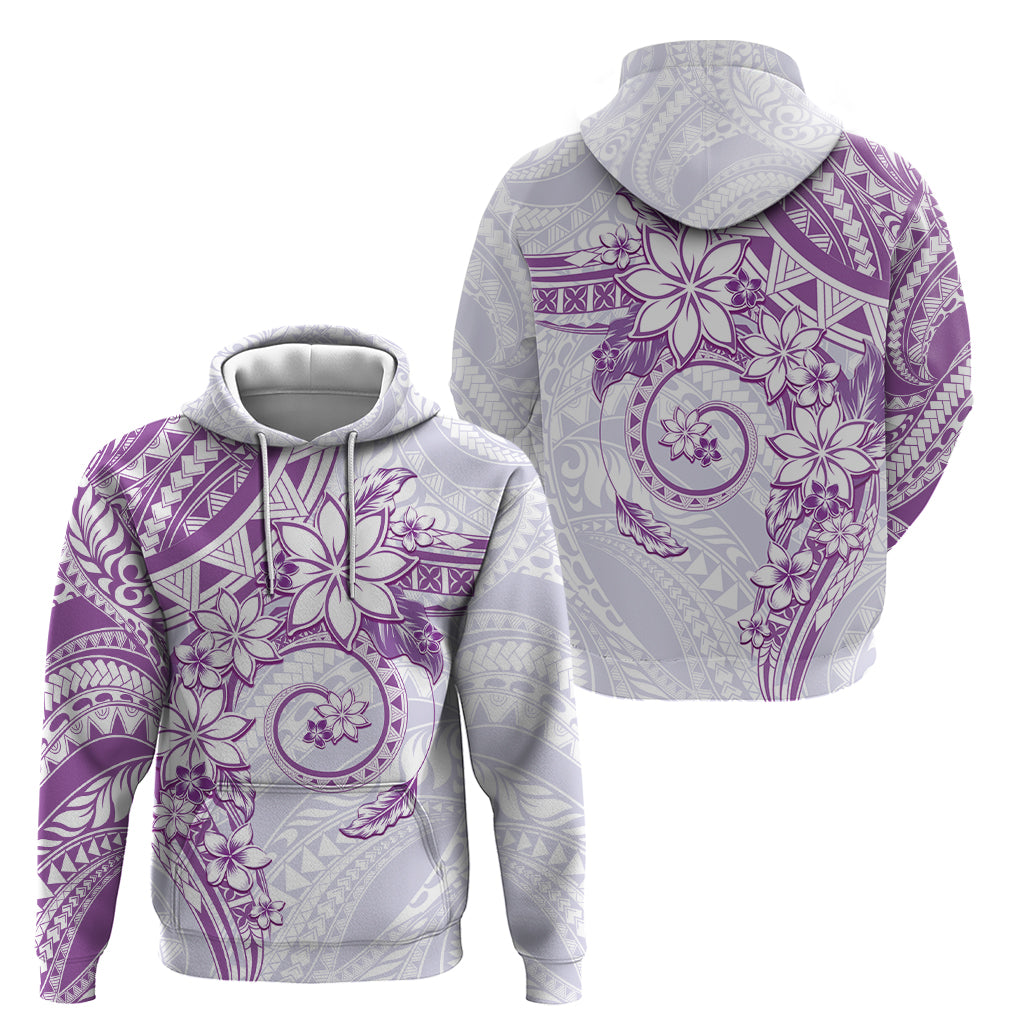 Polynesian Pattern With Plumeria Flowers Zip Hoodie Purple LT05 - Polynesian Pride