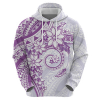 Polynesian Pattern With Plumeria Flowers Zip Hoodie Purple LT05 - Polynesian Pride