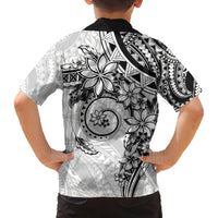 Polynesian Pattern With Plumeria Flowers Family Matching Off The Shoulder Long Sleeve Dress and Hawaiian Shirt White LT05 - Polynesian Pride
