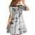 Polynesian Pattern With Plumeria Flowers Family Matching Off Shoulder Short Dress and Hawaiian Shirt White