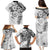 Polynesian Pattern With Plumeria Flowers Family Matching Puletasi and Hawaiian Shirt White