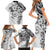 Polynesian Pattern With Plumeria Flowers Family Matching Short Sleeve Bodycon Dress and Hawaiian Shirt White