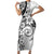 Polynesian Pattern With Plumeria Flowers Family Matching Short Sleeve Bodycon Dress and Hawaiian Shirt White