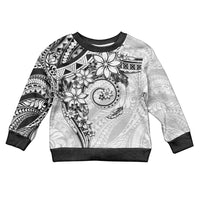 Polynesian Pattern With Plumeria Flowers Kid Ugly Christmas Sweater White