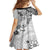 Polynesian Pattern With Plumeria Flowers Kid Short Sleeve Dress White