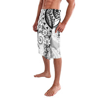 Polynesian Pattern With Plumeria Flowers Lavalava White