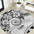 Polynesian Pattern With Plumeria Flowers Round Carpet White