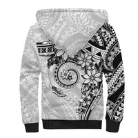 Polynesian Pattern With Plumeria Flowers Sherpa Hoodie White