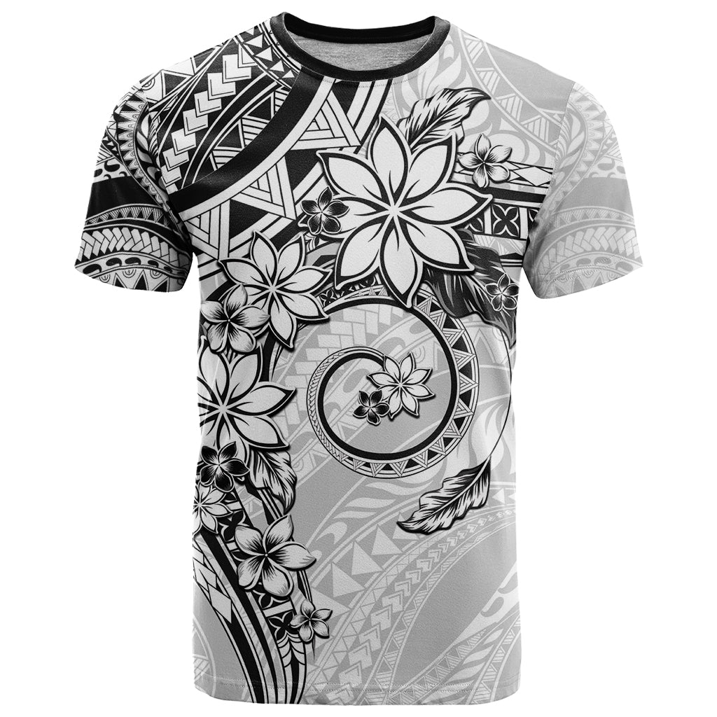 Polynesian Pattern With Plumeria Flowers T Shirt White LT05 White - Polynesian Pride