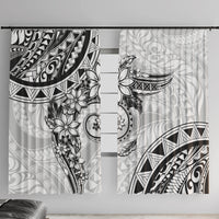 Polynesian Pattern With Plumeria Flowers Window Curtain White LT05 With Hooks White - Polynesian Pride