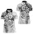Polynesian Pattern With Plumeria Flowers Women Polo Shirt White