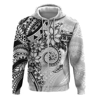 Polynesian Pattern With Plumeria Flowers Zip Hoodie White LT05 Zip Hoodie White - Polynesian Pride