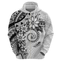 Polynesian Pattern With Plumeria Flowers Zip Hoodie White LT05 - Polynesian Pride
