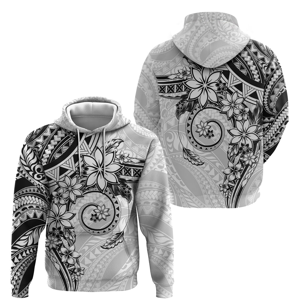 Polynesian Pattern With Plumeria Flowers Zip Hoodie White LT05 - Polynesian Pride
