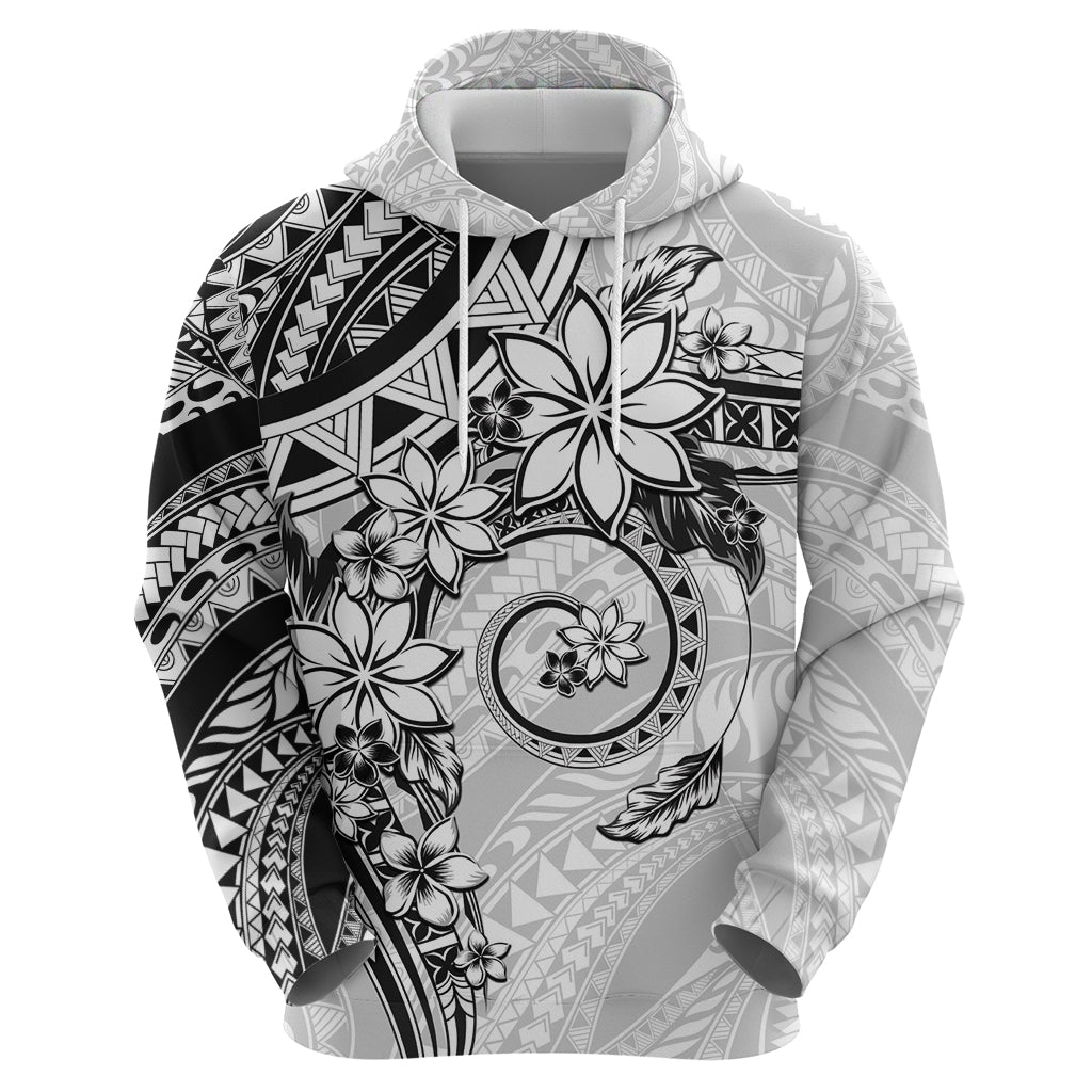 Polynesian Pattern With Plumeria Flowers Zip Hoodie White LT05 - Polynesian Pride