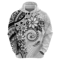 Polynesian Pattern With Plumeria Flowers Zip Hoodie White LT05 - Polynesian Pride