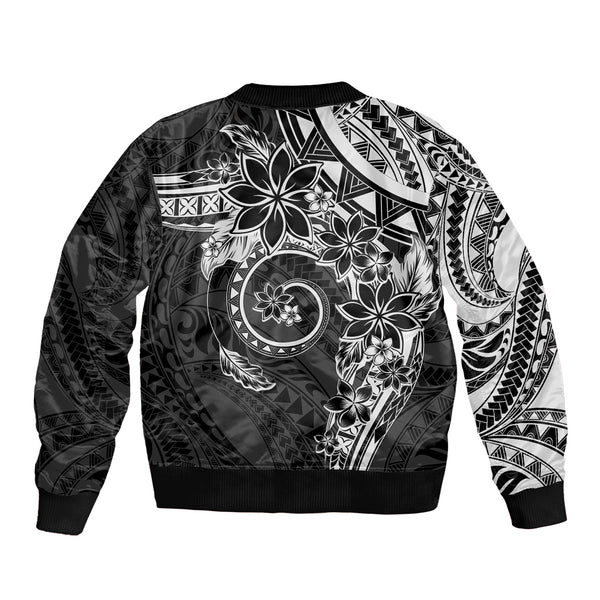 Polynesian Bomber Jacket With Plumeria Flower Gold LT6 main image 0