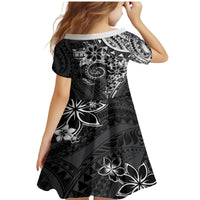 Polynesian Pattern With Plumeria Flowers Family Matching Mermaid Dress and Hawaiian Shirt Black