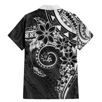 Polynesian Pattern With Plumeria Flowers Family Matching Mermaid Dress and Hawaiian Shirt Black