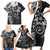 Polynesian Pattern With Plumeria Flowers Family Matching Short Sleeve Bodycon Dress and Hawaiian Shirt Black