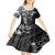 Polynesian Pattern With Plumeria Flowers Kid Short Sleeve Dress Black