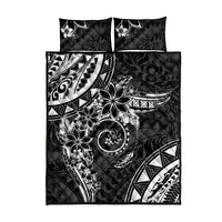 Polynesian Pattern With Plumeria Flowers Quilt Bed Set Black