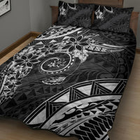 Polynesian Pattern With Plumeria Flowers Quilt Bed Set Black