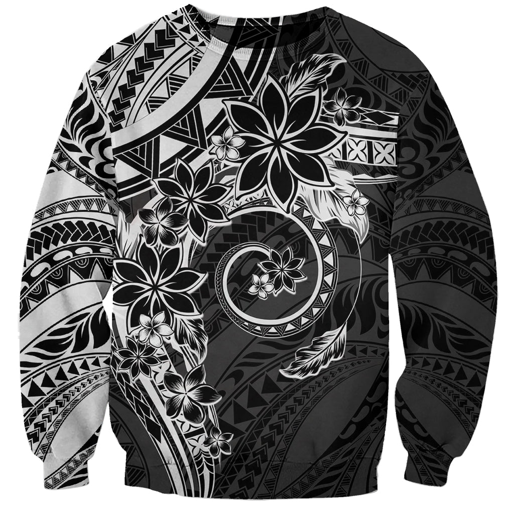 Polynesian Pattern With Plumeria Flowers Sweatshirt Black