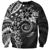 Polynesian Pattern With Plumeria Flowers Sweatshirt Black