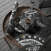 Polynesian Pattern With Plumeria Flowers Wrapping Paper Black - Polynesian Pride