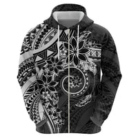Polynesian Pattern With Plumeria Flowers Zip Hoodie Black LT05 - Polynesian Pride