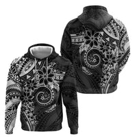 Polynesian Pattern With Plumeria Flowers Zip Hoodie Black LT05 - Polynesian Pride