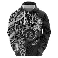 Polynesian Pattern With Plumeria Flowers Zip Hoodie Black LT05 - Polynesian Pride