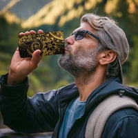 Gold Polynesian Pattern With Plumeria Flowers 4 in 1 Can Cooler Tumbler