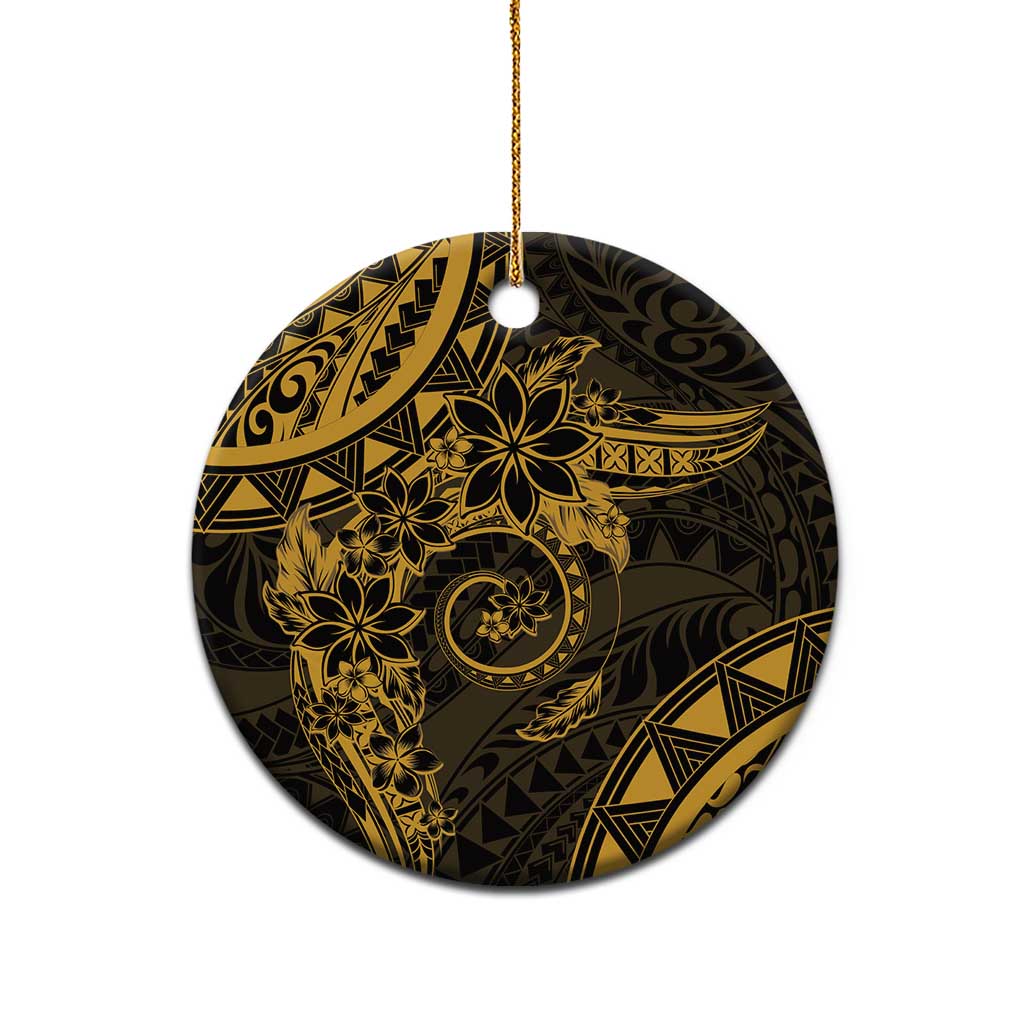 Polynesian Sunset Plumeria Ceramic Ornament Gold Polynesian Tattoo