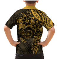 Polynesian Sunset Plumeria Family Matching Mermaid Dress and Hawaiian Shirt Gold Polynesian Tattoo