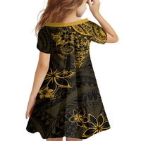 Polynesian Sunset Plumeria Family Matching Off The Shoulder Long Sleeve Dress and Hawaiian Shirt Gold Polynesian Tattoo LT05 - Polynesian Pride