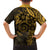 Polynesian Sunset Plumeria Family Matching Off Shoulder Short Dress and Hawaiian Shirt Gold Polynesian Tattoo