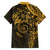 Polynesian Sunset Plumeria Family Matching Off Shoulder Short Dress and Hawaiian Shirt Gold Polynesian Tattoo