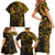 Polynesian Sunset Plumeria Family Matching Short Sleeve Bodycon Dress and Hawaiian Shirt Gold Polynesian Tattoo