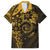 Polynesian Sunset Plumeria Family Matching Short Sleeve Bodycon Dress and Hawaiian Shirt Gold Polynesian Tattoo