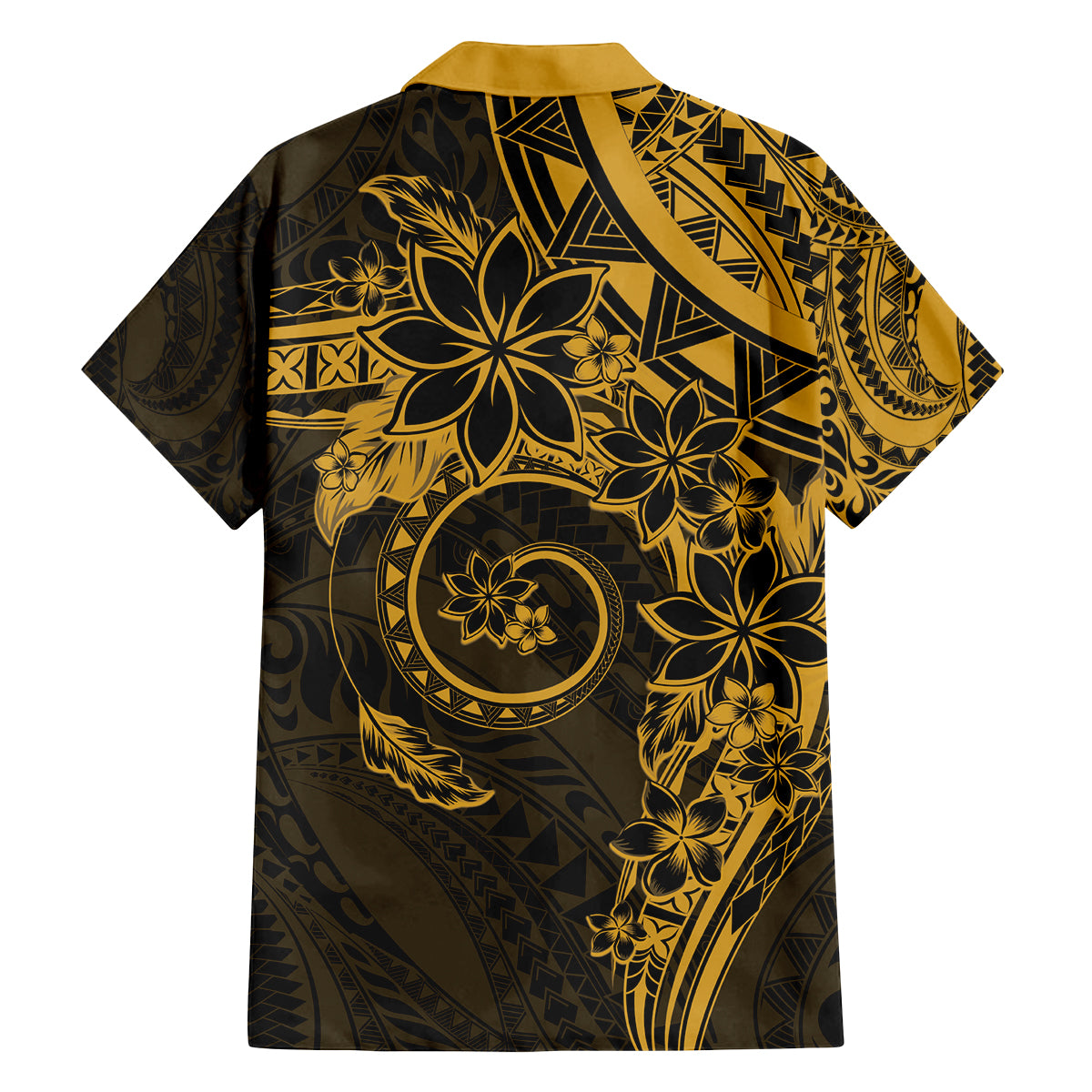 Polynesian Sunset Plumeria Family Matching Tank Maxi Dress and Hawaiian Shirt Gold Polynesian Tattoo