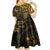 Polynesian Sunset Plumeria Kid Short Sleeve Dress Gold Polynesian Tattoo