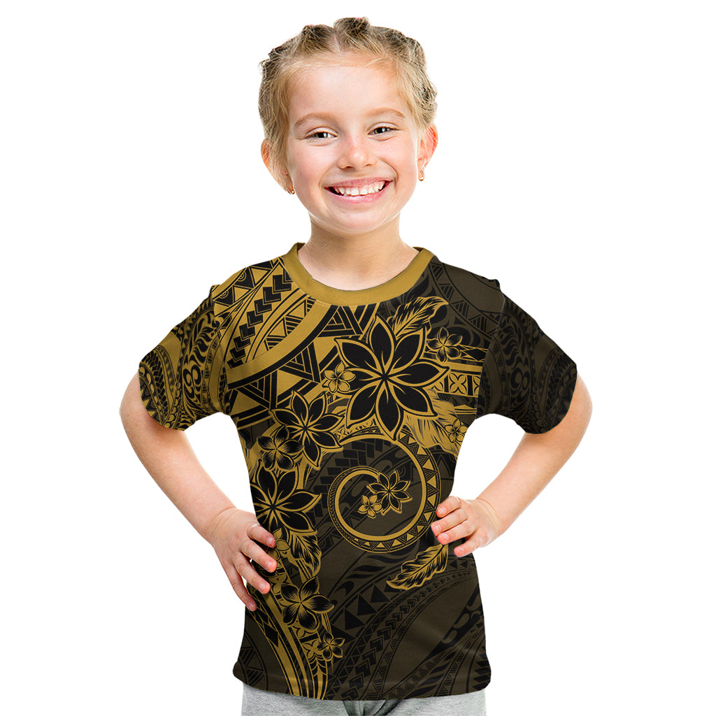 Polynesian Sunset Plumeria Kid T Shirt Gold Polynesian Tattoo LT05 Gold - Polynesian Pride