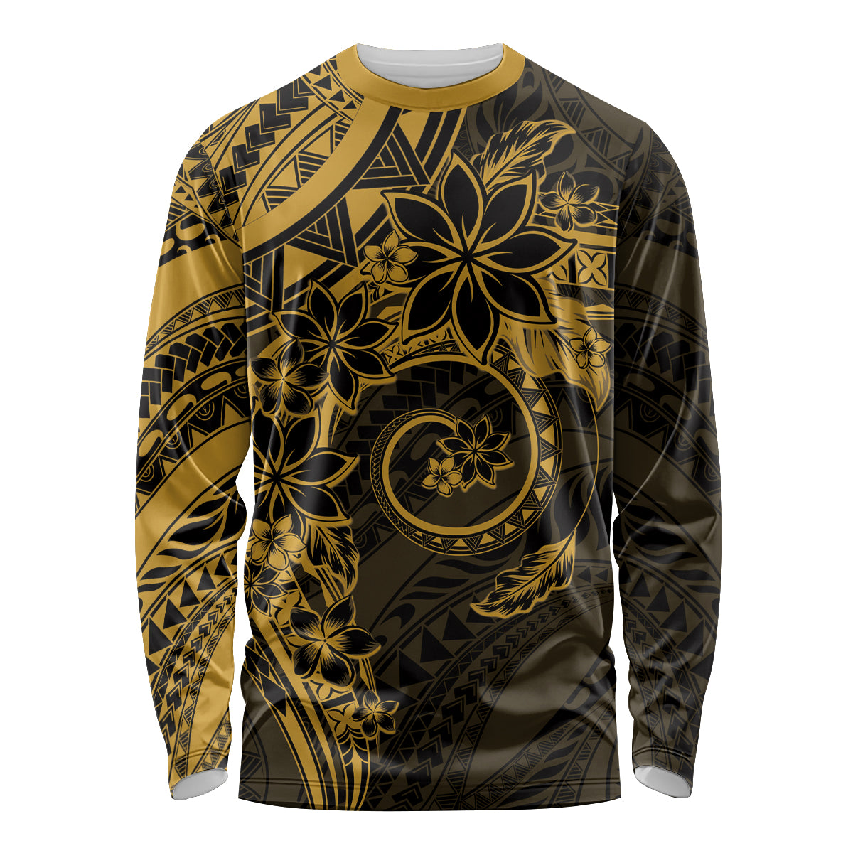 Polynesian Sunset Plumeria Long Sleeve Shirt Gold Polynesian Tattoo LT05 Unisex Gold - Polynesian Pride