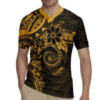 Polynesian Sunset Plumeria Rugby Jersey Gold Polynesian Tattoo