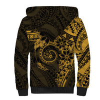 Polynesian Sunset Plumeria Sherpa Hoodie Gold Polynesian Tattoo